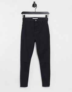 Черные джинсы с рваной отделкой Topshop Joni-Черный