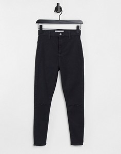 Черные джинсы скинни с рваной отделкой Topshop Joni-Черный цвет
