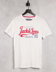 Белая футболка с рукописным логотипом Jack & Jones-Белый