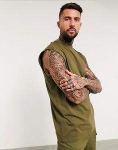 Oversized-майка цвета хаки из органического хлопка ASOS DESIGN-Зеленый цвет