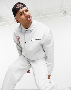 Трикотажная спортивная куртка с университетским принтом ASOS DESIGN-Белый