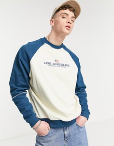 Свитшот из органических материалов в стиле oversized с рукавами реглан, треугольной вставкой и принтом в университетском стиле на груди ASOS DESIGN-Многоцветный