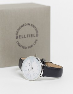 Часы с ремешком из искусственной кожи и серебристым циферблатом Bellfield-Черный цвет