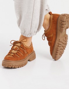 Светло-коричневые туфли на массивной плоской подошве ASOS DESIGN Manx-Коричневый