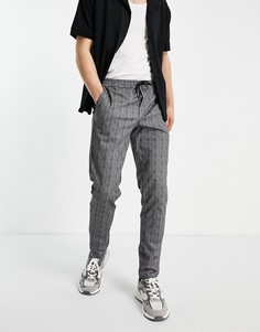 Серые брюки в клетку с поясом со шнурком Jack & Jones Intelligence-Серый