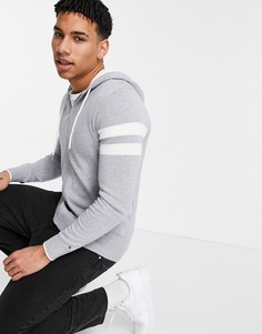 Худи из хлопка и шерсти с полосками на рукаве Tommy Hilfiger-Серый