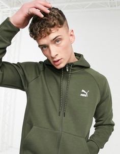 Темно-зеленый худи на молнии Puma Classics Tech-Зеленый цвет