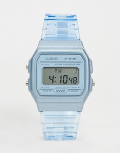 Цифровые часы в стиле унисекс с голубым ремешком Casio F-91WS-2EF unisex-Синий