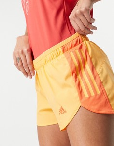 Оранжевые шорты с 3 полосками adidas Running-Оранжевый цвет