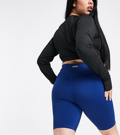 Шорты-леггинсы с логотипом и моделирующим швом сзади ASOS 4505 Curve-Голубой