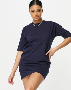 Темно-синее платье-футболка в стиле oversized In The Style-Темно-синий