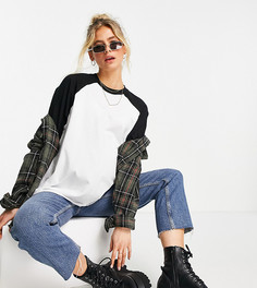 Белый oversized-лонгслив с контрастными рукавами реглан черного цвета ASOS DESIGN Maternity-Многоцветный