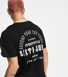 Черная oversized-футболка с принтом "Sooner than you think" на спине Sixth June эксклюзивно для ASOS-Черный цвет