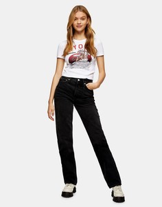 Черные выбеленные джинсы мужского силуэта в винтажном стиле Topshop-Черный цвет