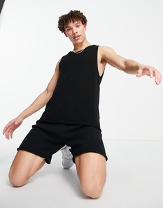 Черная майка из фактурного трикотажа от комплекта ASOS DESIGN-Черный