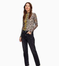 Черные выбеленные джинсы прямого кроя Topshop Tall-Черный цвет