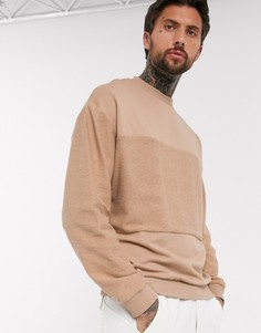 Свитшот в стиле oversized со вставками колор-блок ASOS DESIGN-Neutral