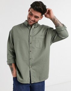 Джинсовая oversized-рубашка цвета хаки в стиле 90-х ASOS DESIGN-Зеленый цвет