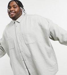 Серая меланжевая рубашка в стиле oversized с добавлением шерсти ASOS DESIGN Plus-Серый