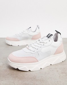 Бело-розовые кожаные кроссовки на плоской подошве Steve Madden Pitty-Белый