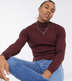 Бордовый облегающий джемпер из легкого трикотажа с узором «косы» ASOS DESIGN Tall-Красный
