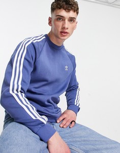 Голубой свитшот с тремя полосками adidas Originals adicolor