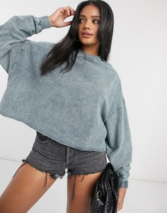Oversized-свитшот выбеленного мятного цвета с необработанным краем от комплекта ASOS DESIGN-Зеленый цвет
