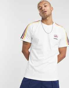 Белая футболка с тремя полосками цветов флага Германии adidas Originals-Белый