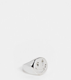 Серебристое кольцо-печатка с дизайном в виде тающего смайлика Reclaimed Vintage Inspired-Серебристый