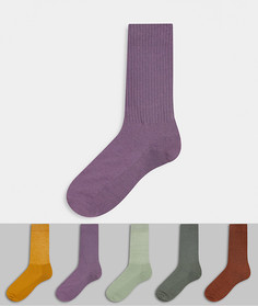 Набор из 5 пар спортивных носков в осенних тонах ASOS DESIGN-Мульти