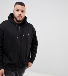 Худи черного цвета на молнии с логотипом Polo Ralph Lauren Big & Tall-Черный
