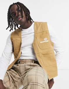 Джинсовый жилет песочного оттенка ASOS Day Social-Нейтральный