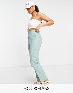 Зеленые льняные брюки-сигареты ASOS DESIGN Hourglass-Зеленый цвет