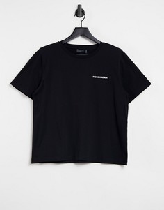 Черная футболка с подплечниками и надписью "Nonchalant" ASOS DESIGN-Черный цвет