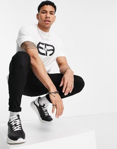 Белая футболка с логотипом на груди Emporio Armani-Белый
