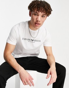Белая футболка с текстовым логотипом Emporio Armani-Белый