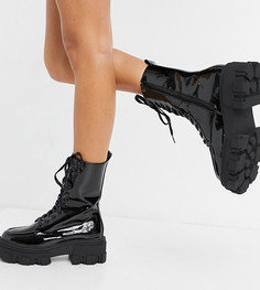 Черные массивные ботинки на шнуровке для широкой стопы ASOS DESIGN Acoustic-Черный цвет