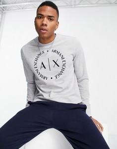 Серый свитшот с круглым логотипом Armani Exchange