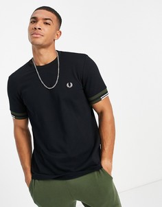 Черная футболка с манжетами Fred Perry-Черный цвет