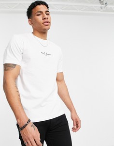 Белая футболка с вышивкой Fred Perry-Белый