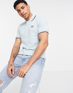 Светло-голубое поло с двойным кантом Fred Perry-Голубой