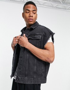 Oversized-жилет из выбеленного черного денима ASOS DESIGN-Черный цвет