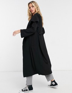 Черное мягкое пальто ASOS DESIGN-Черный цвет