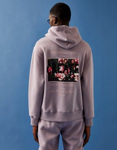 Худи сиреневого цвета с принтом Topman-Фиолетовый цвет