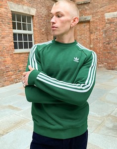 Зеленый свитшот с тремя полосками adidas Originals adicolor