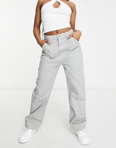 Серые брюки из органического хлопка с контрастной строчкой Weekday Gwyneth-Серый