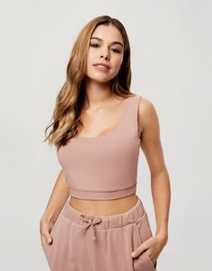Серо-бежевый кроп-топ Miss Selfridge-Коричневый цвет