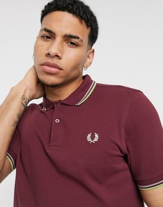 Бордовое поло с двойным кантом Fred Perry-Красный