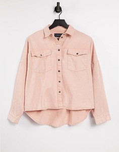 Джинсовая рубашка в стиле oversized выбеленного розового цвета (от комплекта) Noisy May-Розовый цвет