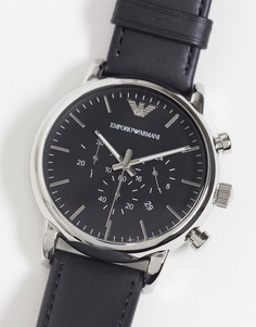 Часы с черным кожаным ремешком Emporio Armani AR1828 Luigi-Черный цвет